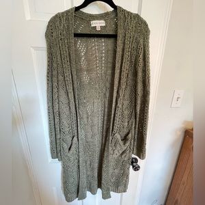 Knox Rose Green Crochet Cardigan